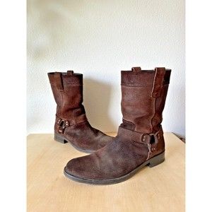 To Boot New York Vega Whiskey Brown Suede Harness Buckle Boots Mens Size 9.5